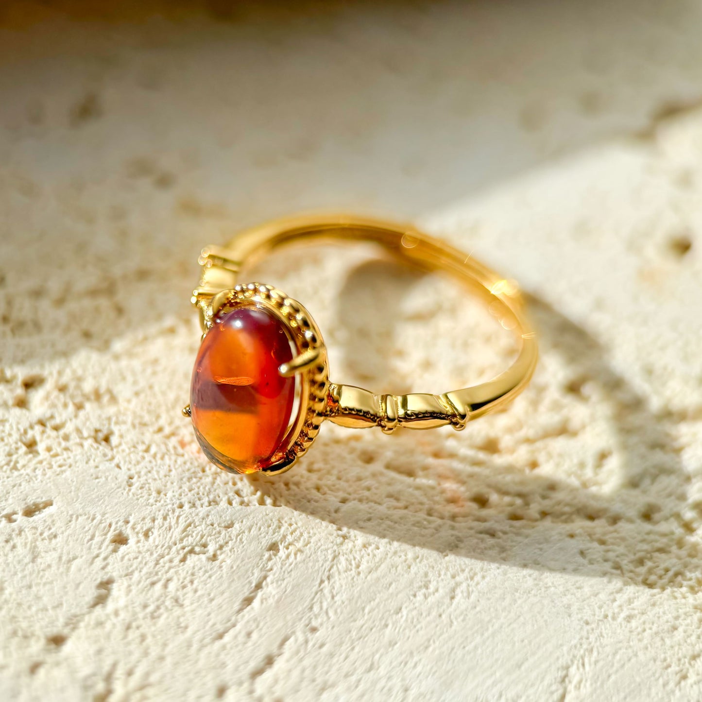 Sicilian Charm - Natural Dominican Red Skin Blue Amber Silver Ring