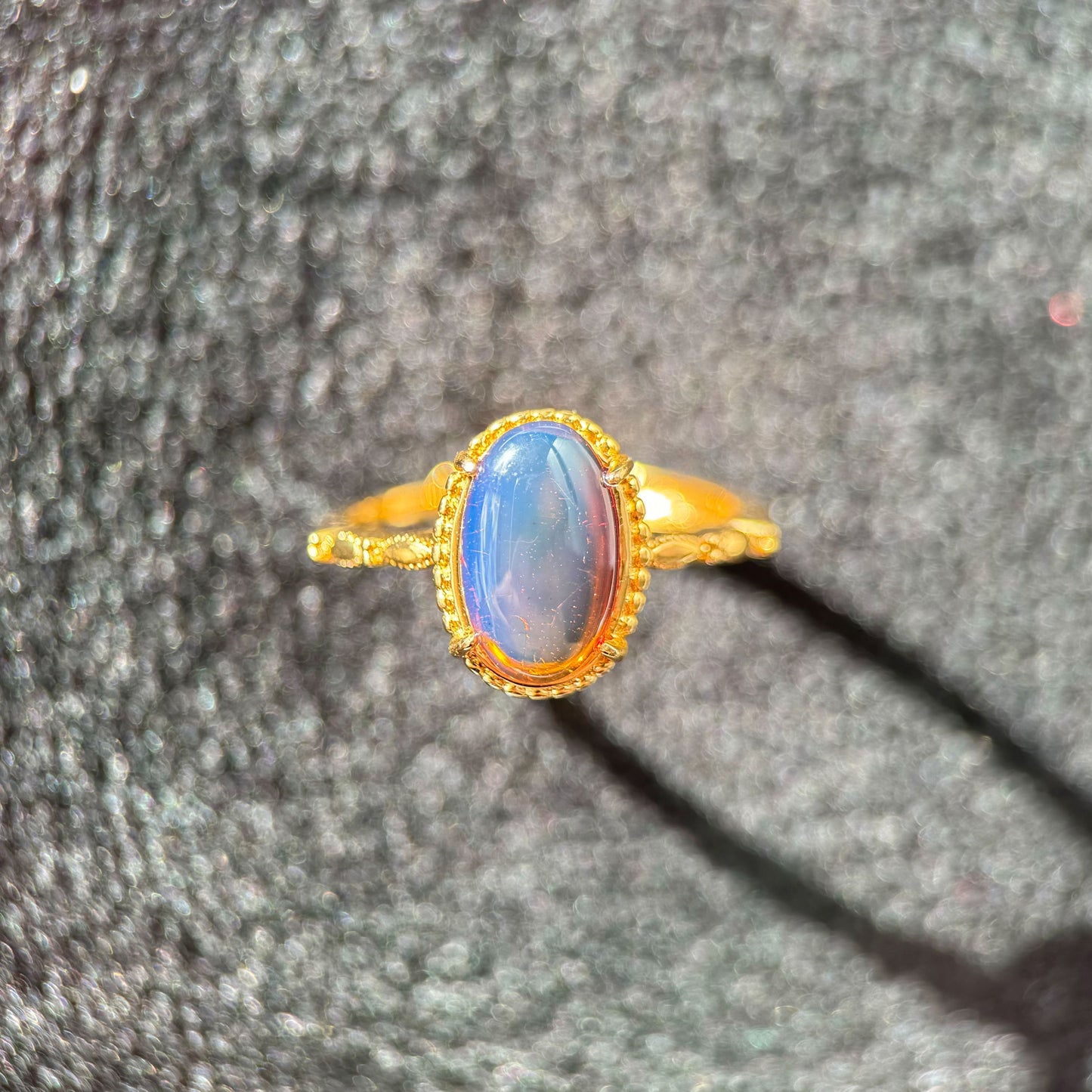 Sicilian Charm - Natural Dominican Red Skin Blue Amber Silver Ring