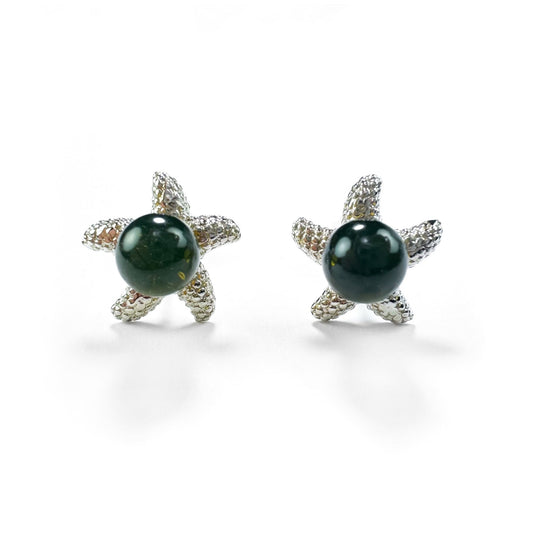 Underwater Odyssey - Natural Dominican Blue Amber Bead Ear Studs