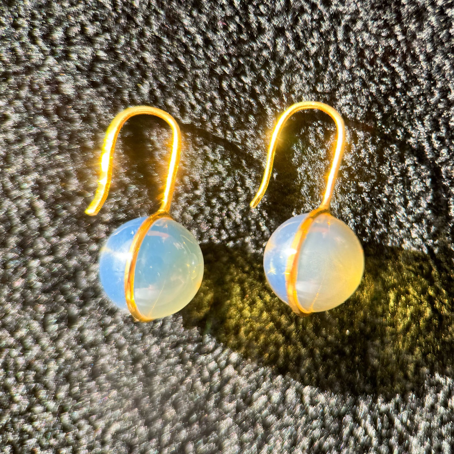 Morning After the Rain - 18K Gold Natural Dominican Blue Amber Earrings