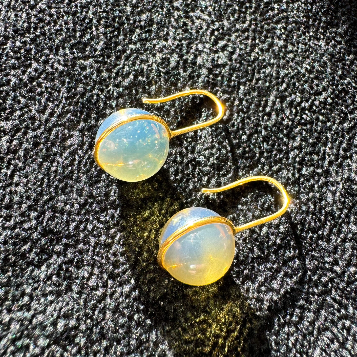 Morning After the Rain - 18K Gold Natural Dominican Blue Amber Earrings