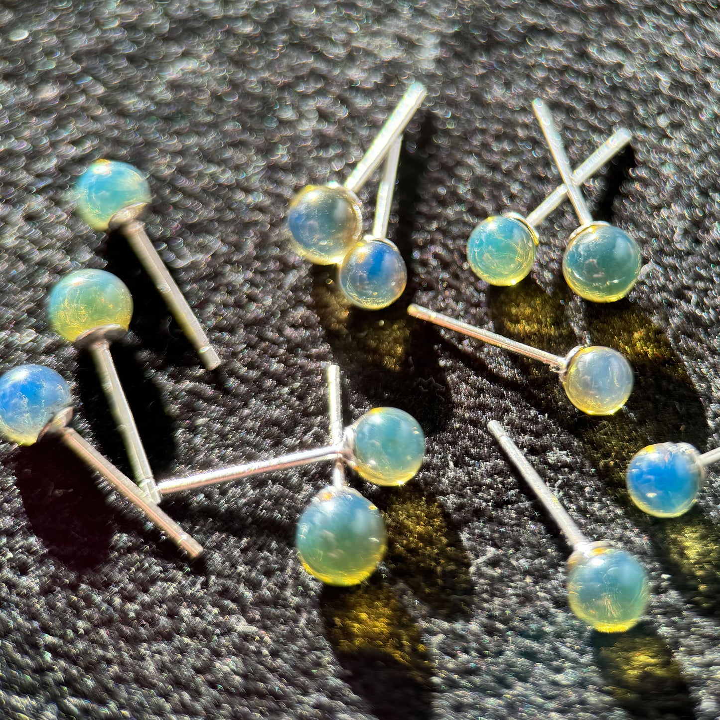 Simple Elegance - Natural Dominican Blue Amber Bead Ear Studs