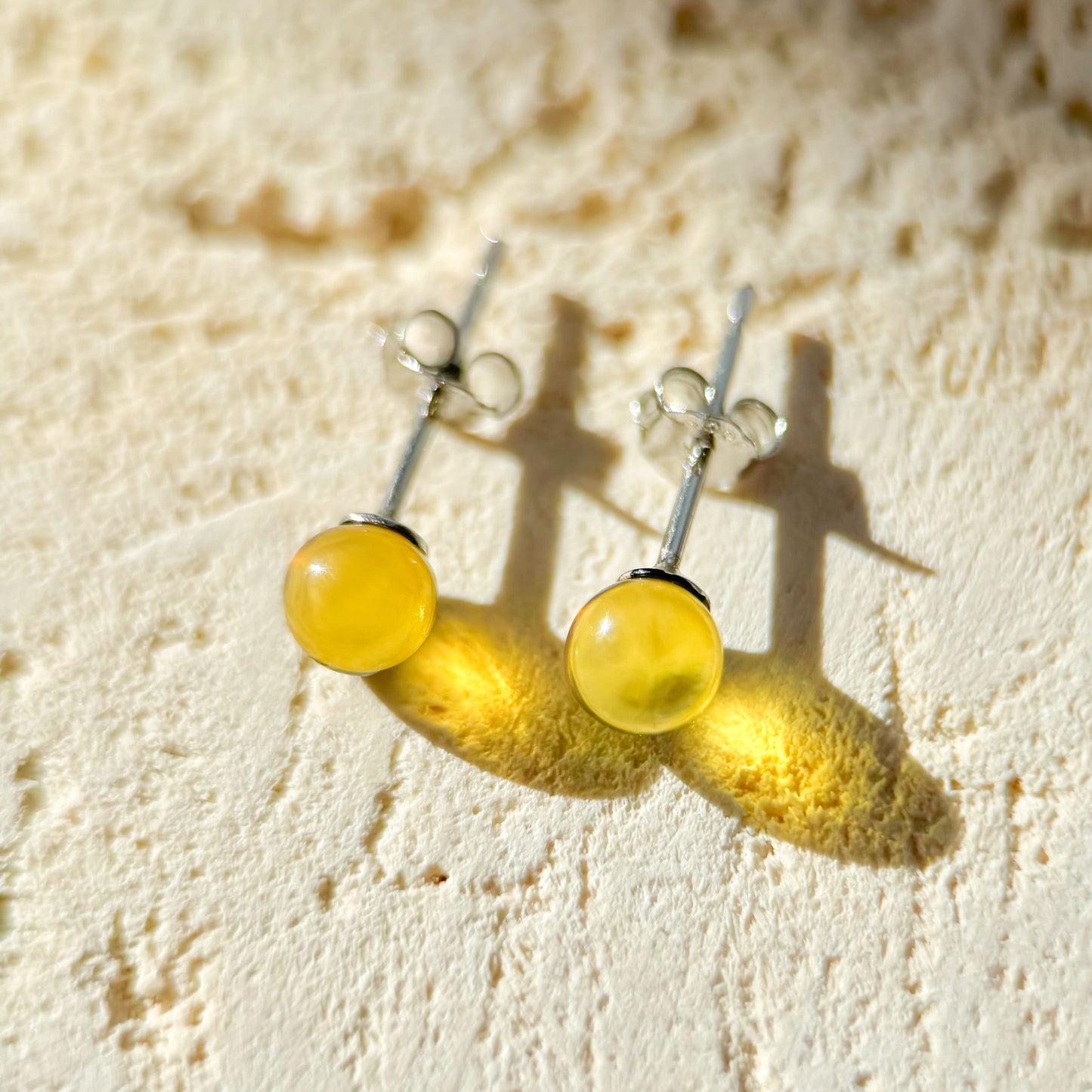Simple Elegance - Natural Dominican Blue Amber Bead Ear Studs