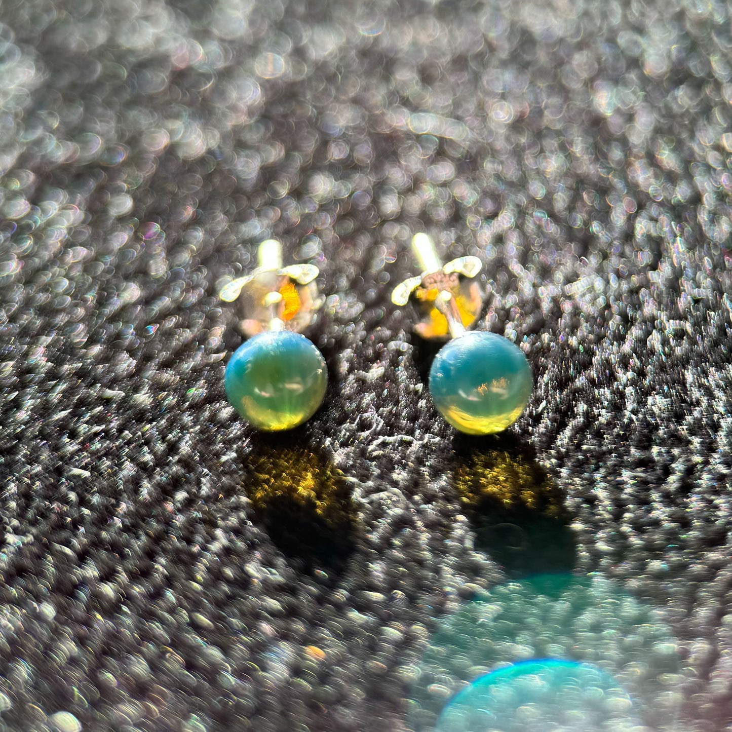 Simple Elegance - Natural Dominican Blue Amber Bead Ear Studs