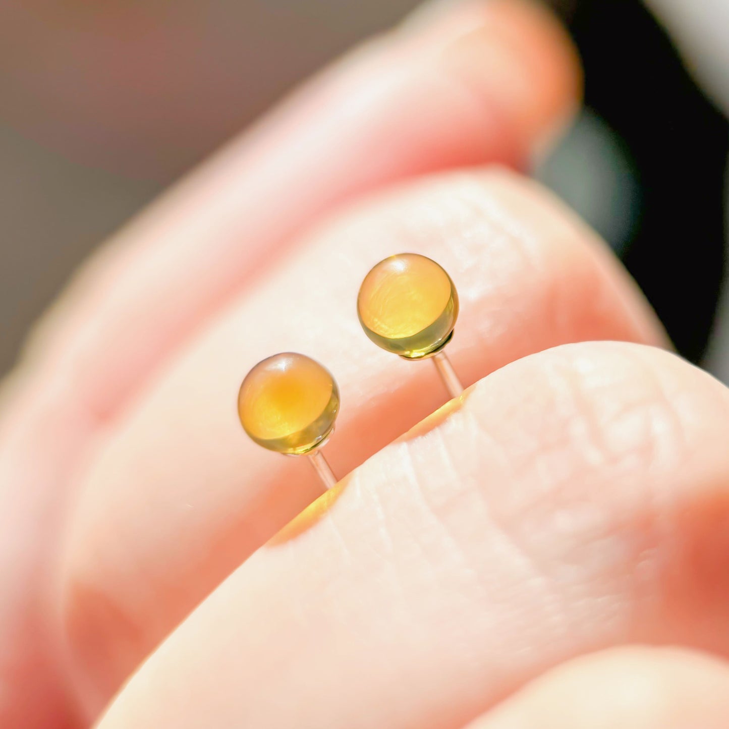 Simple Elegance - Natural Dominican Blue Amber Bead Ear Studs