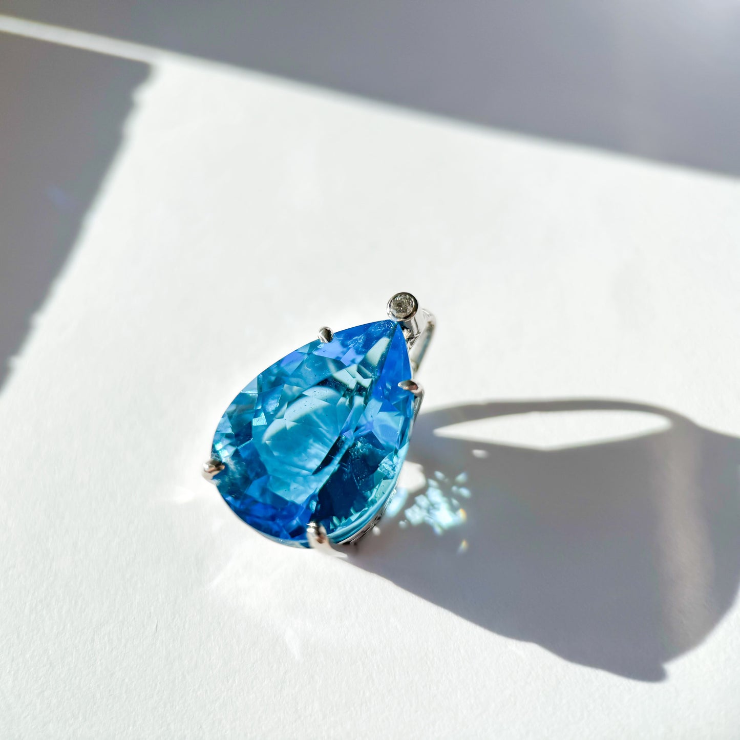 18K Gold Tahitian Silver-blue Keshi Pearl Swiss Blue Topaz Diamond Rigato Earrings