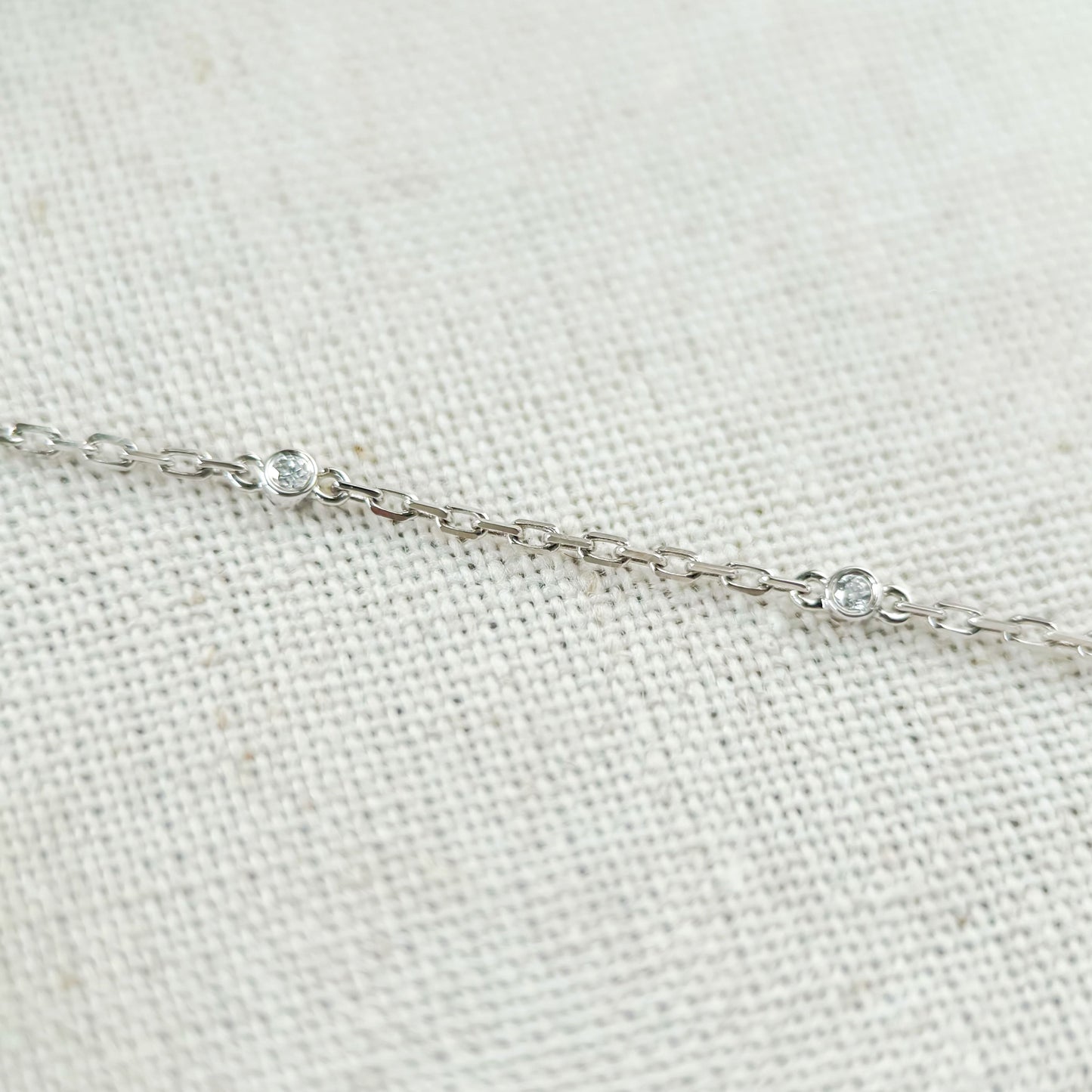 18K White Gold Cherry Blossom Pink Tourmaline Diamond Chain Bracelet