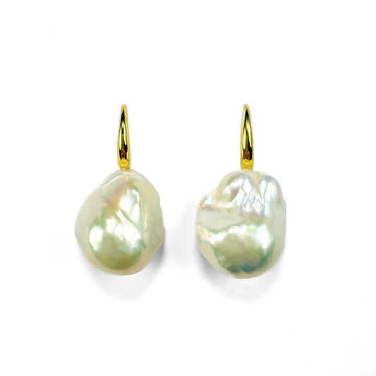 Minimalist Elegance - Freshwater Baroque Pearl Ear Hooks