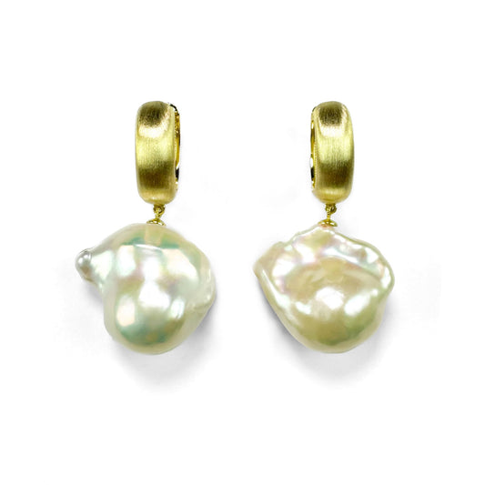 Silken Shadows - Freshwater Baroque Pearl Earrings