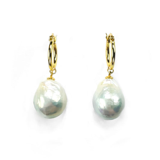 Freshwater Teardrop Baroque Pearl Ear Hoops