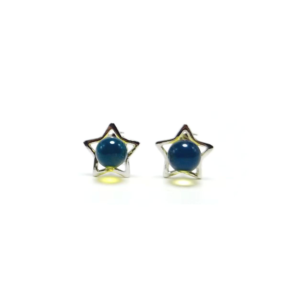 Midsummer Star Natural Dominican Blue Amber Ear Studs
