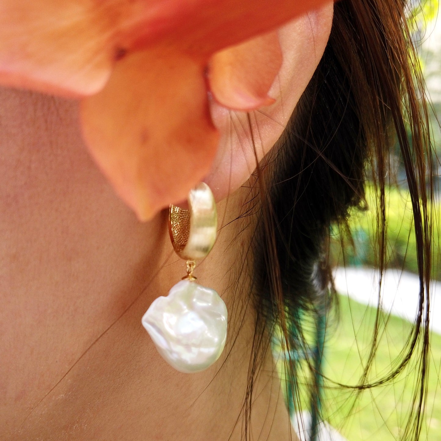 Silken Shadows - Freshwater Baroque Pearl Earrings