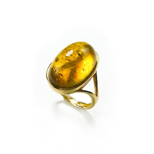 Sunset Fireworks - Natural Bursting Dominican Blue Amber Ring