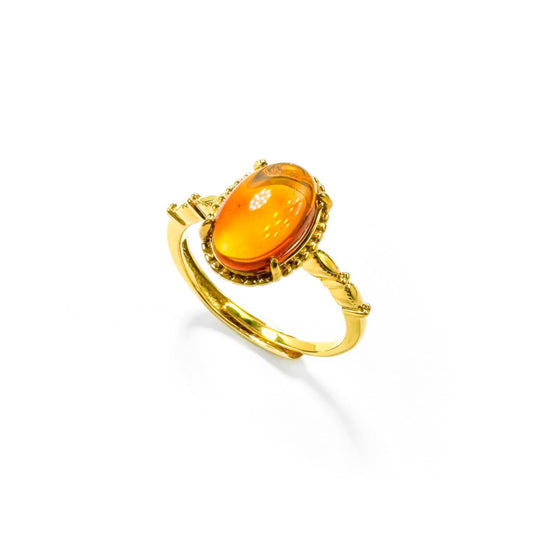 Sicilian Charm - Natural Dominican Red Skin Blue Amber Silver Ring